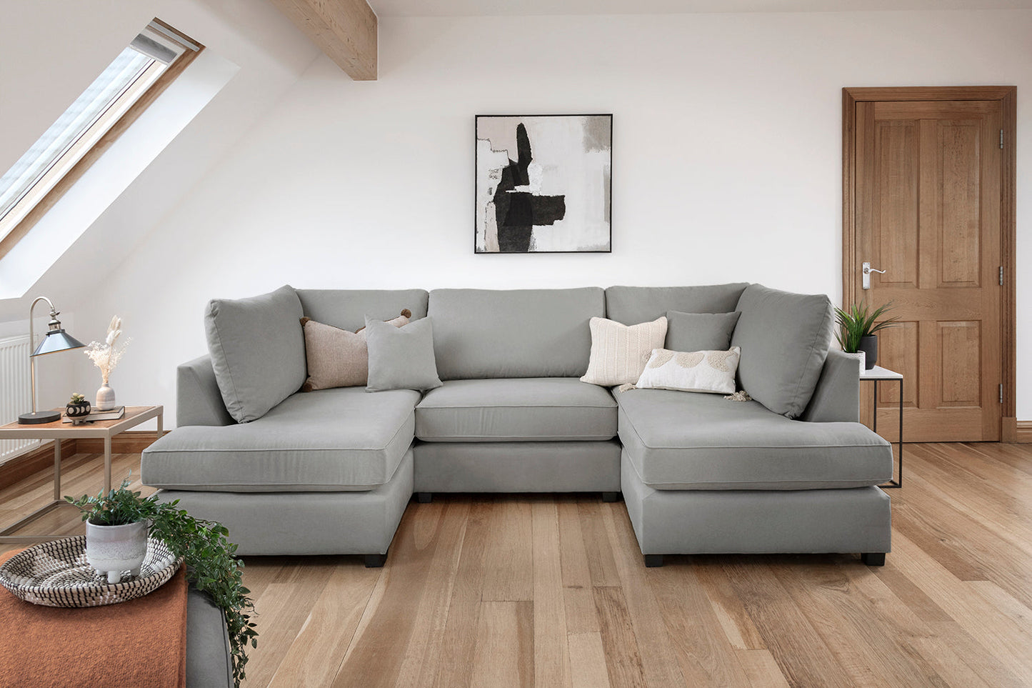 Mini U-Shape High Back Plush Velvet Sofa