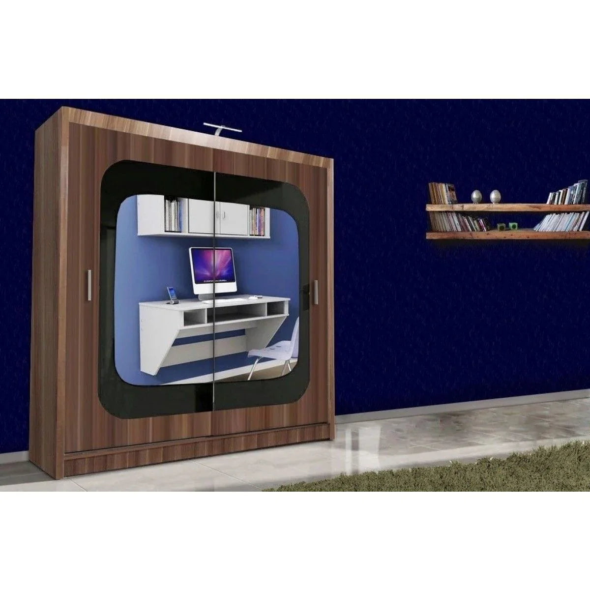 Chelsea Walnut 2 Door Mirrored Sliding Wardrobe