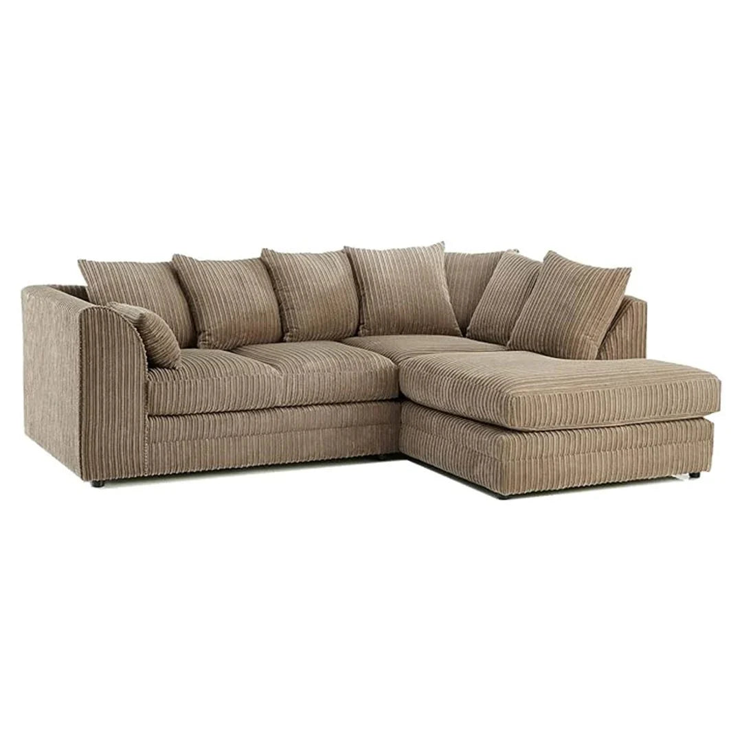 MNS Luxor Fabric Corner Sofa Grey | Soft Jumbo Cord 3-4 Seater Corner Sofa