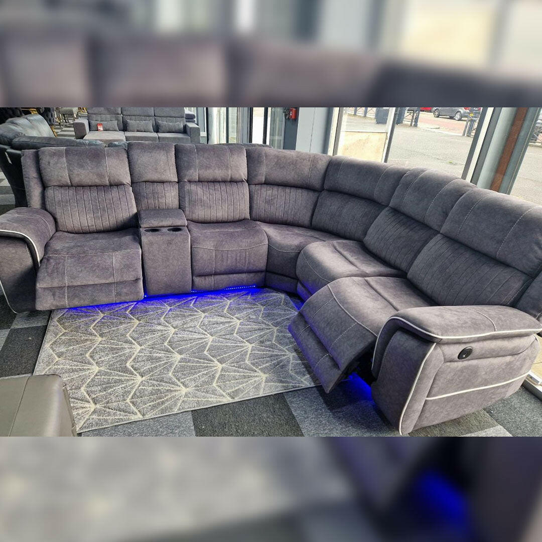 sofa hub Hannah Electric Recliner Corner Sofa Micro Fibre Fabric