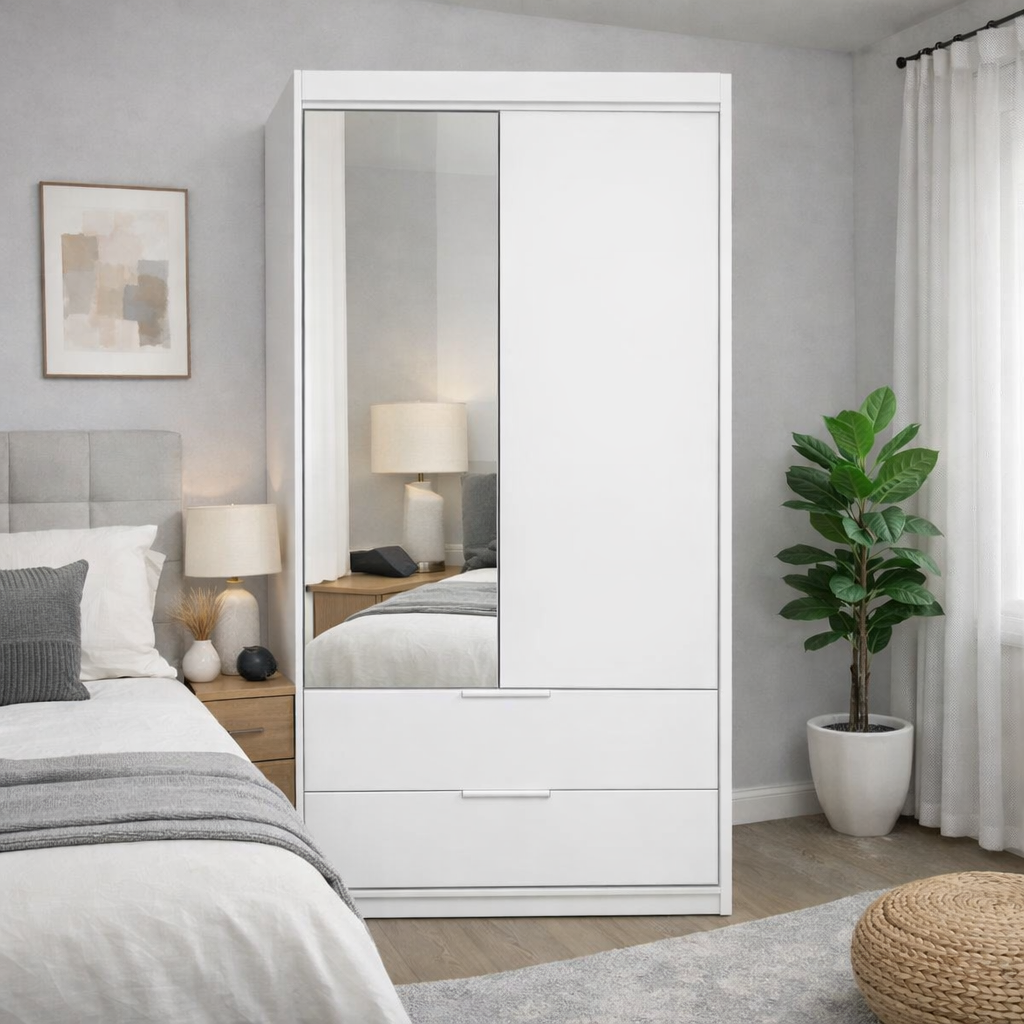 103cm Missouri Door Wardrobe with Drawers (Available in Artisan Oak or White)