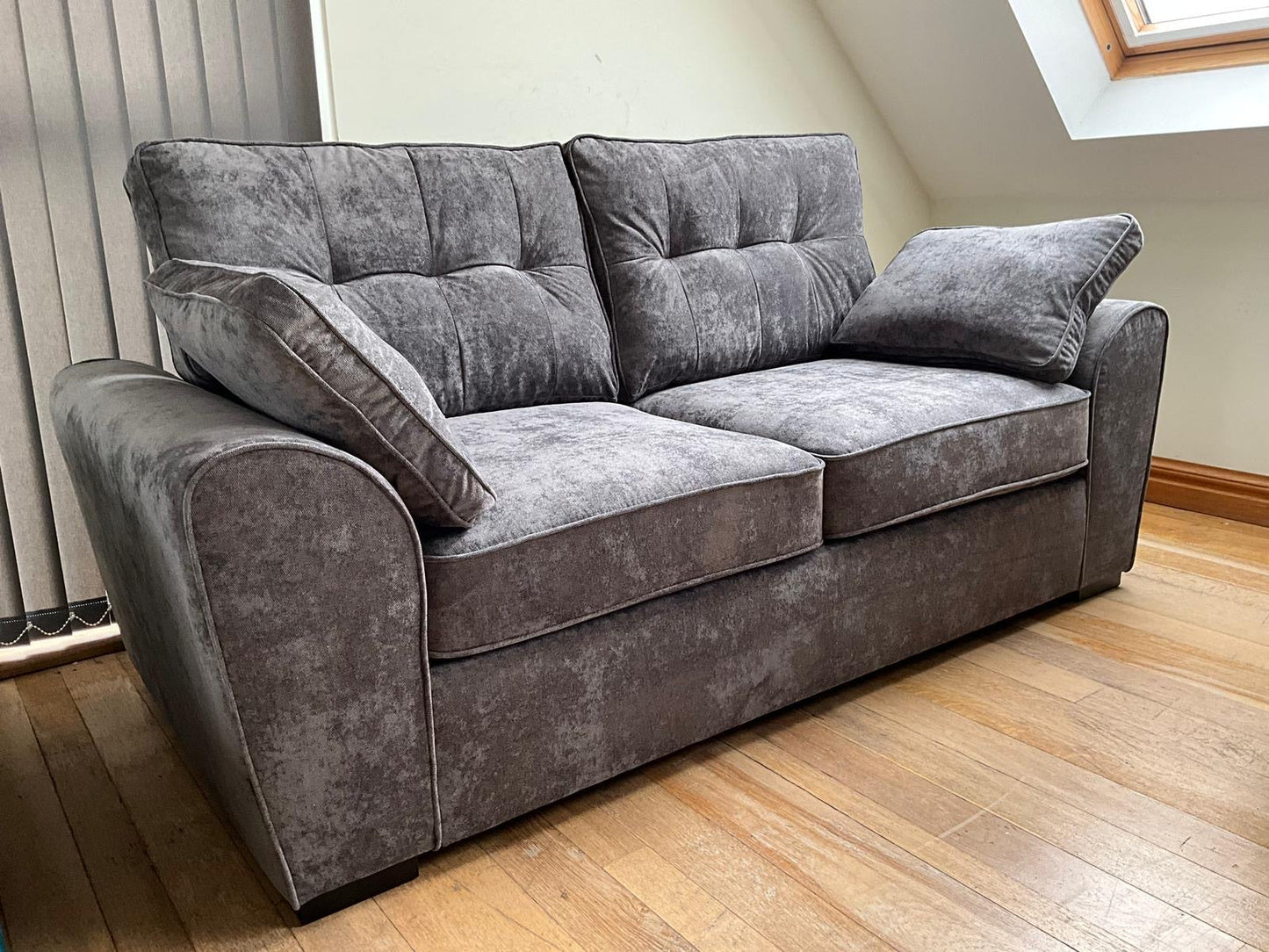 Lucas 3 and 2 Seat Sofa Bundle Deal in Grey Chenille