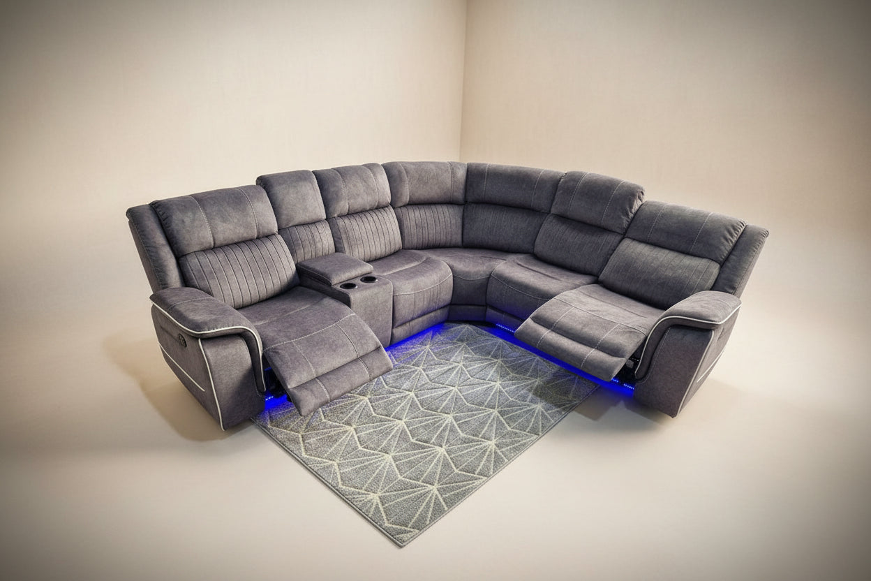 sofa hub Hannah Electric Recliner Corner Sofa Micro Fibre Fabric