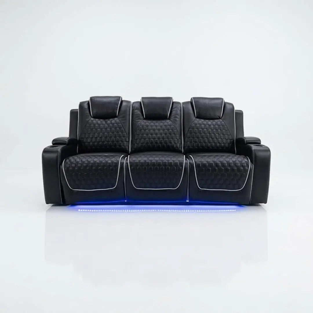 Malaga Leather Electric Recliner Sofa Set With Cupholders – 3+2 Seater Sofa Set