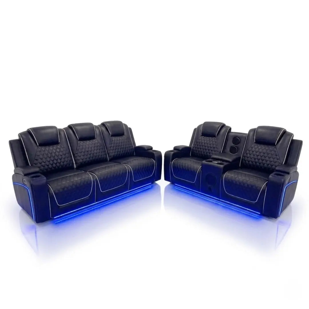 Malaga Leather Electric Recliner Sofa Set With Cupholders – 3+2 Seater Sofa Set