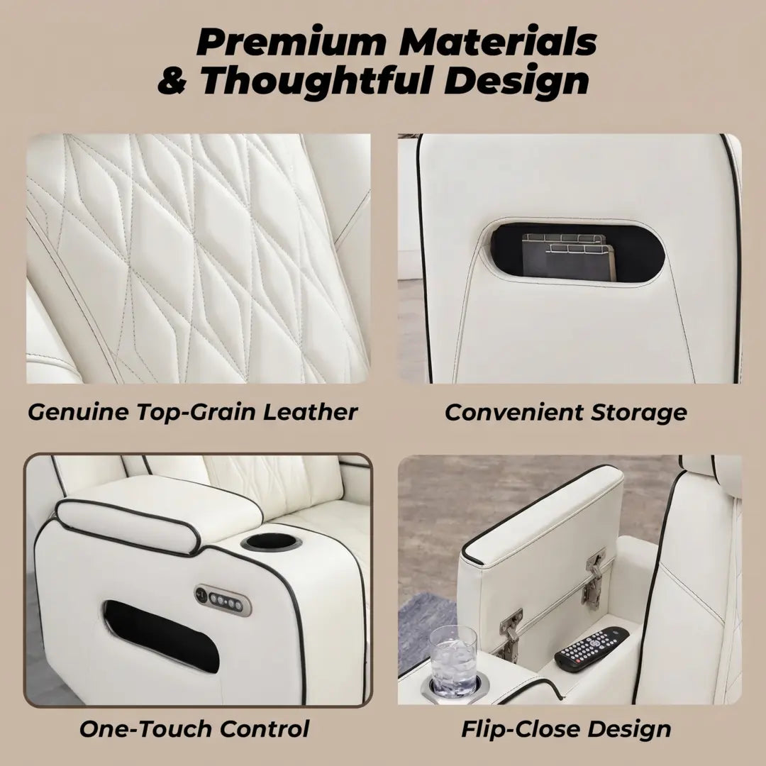 Osman Smart Leather Sofa 3+2 Seater with Wireless Charging, USB-C, RGB LED & Electric Headrest