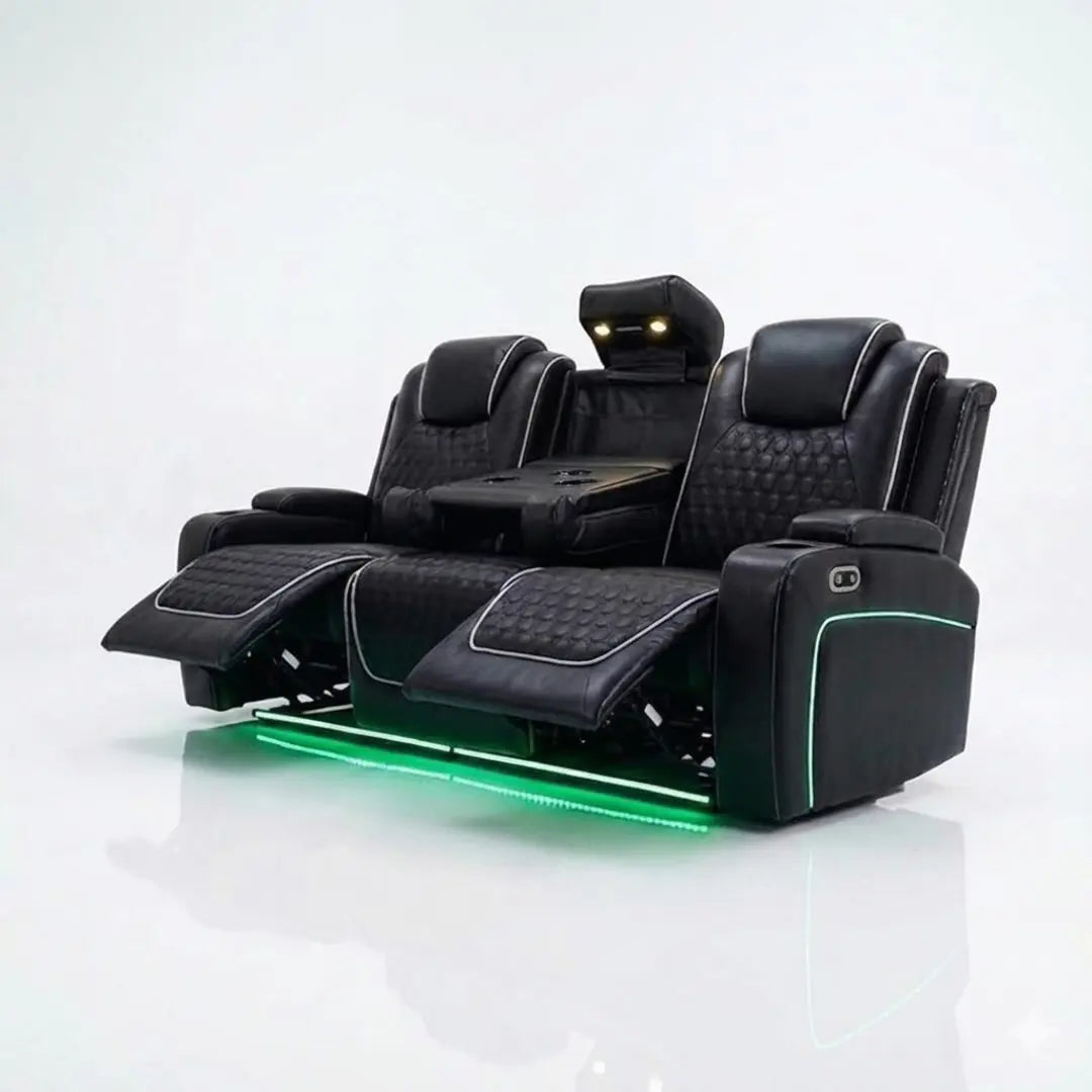 Malaga Leather Electric Recliner Sofa Set With Cupholders – 3+2 Seater Sofa Set