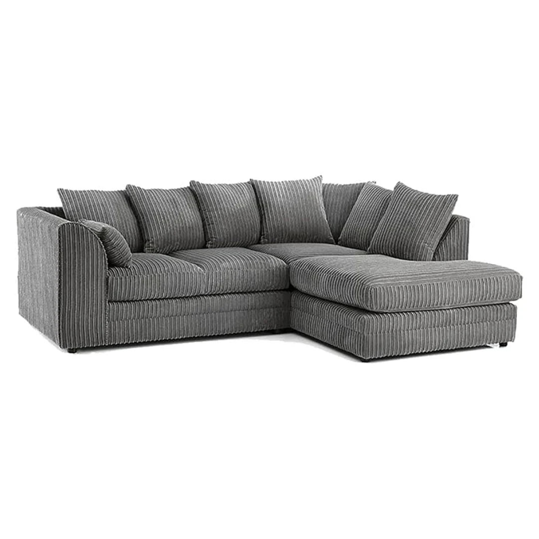 MNS Luxor Fabric Corner Sofa Chocolate | Soft Jumbo Cord 3-4 Seater Corner Sofa