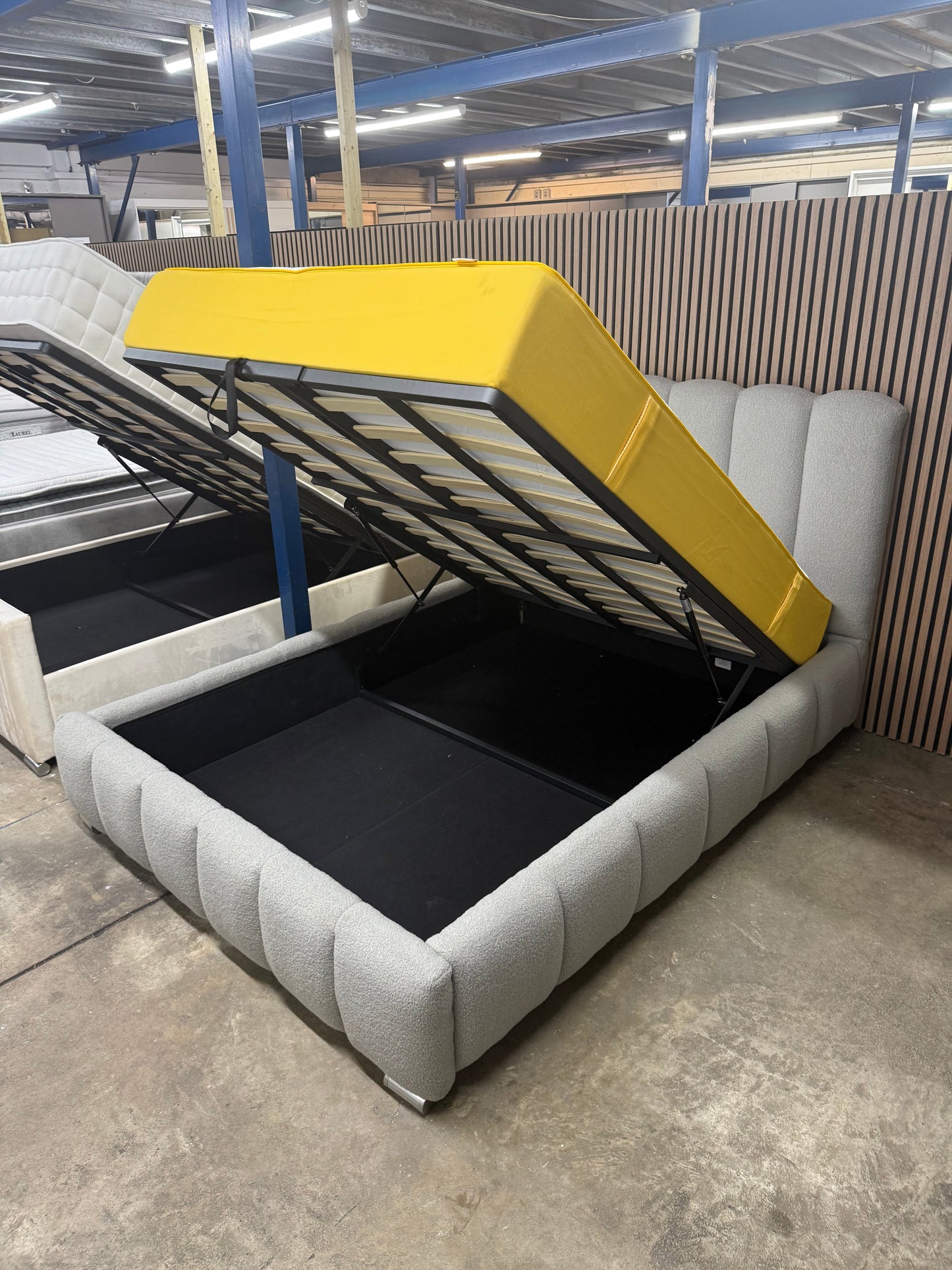 Cloud Bed with Storage (Available in Boucle Grey or Boucle Cream)