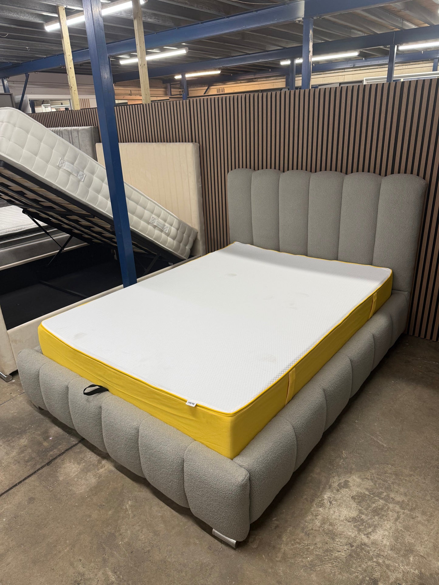 Cloud Bed with Storage (Available in Boucle Grey or Boucle Cream)