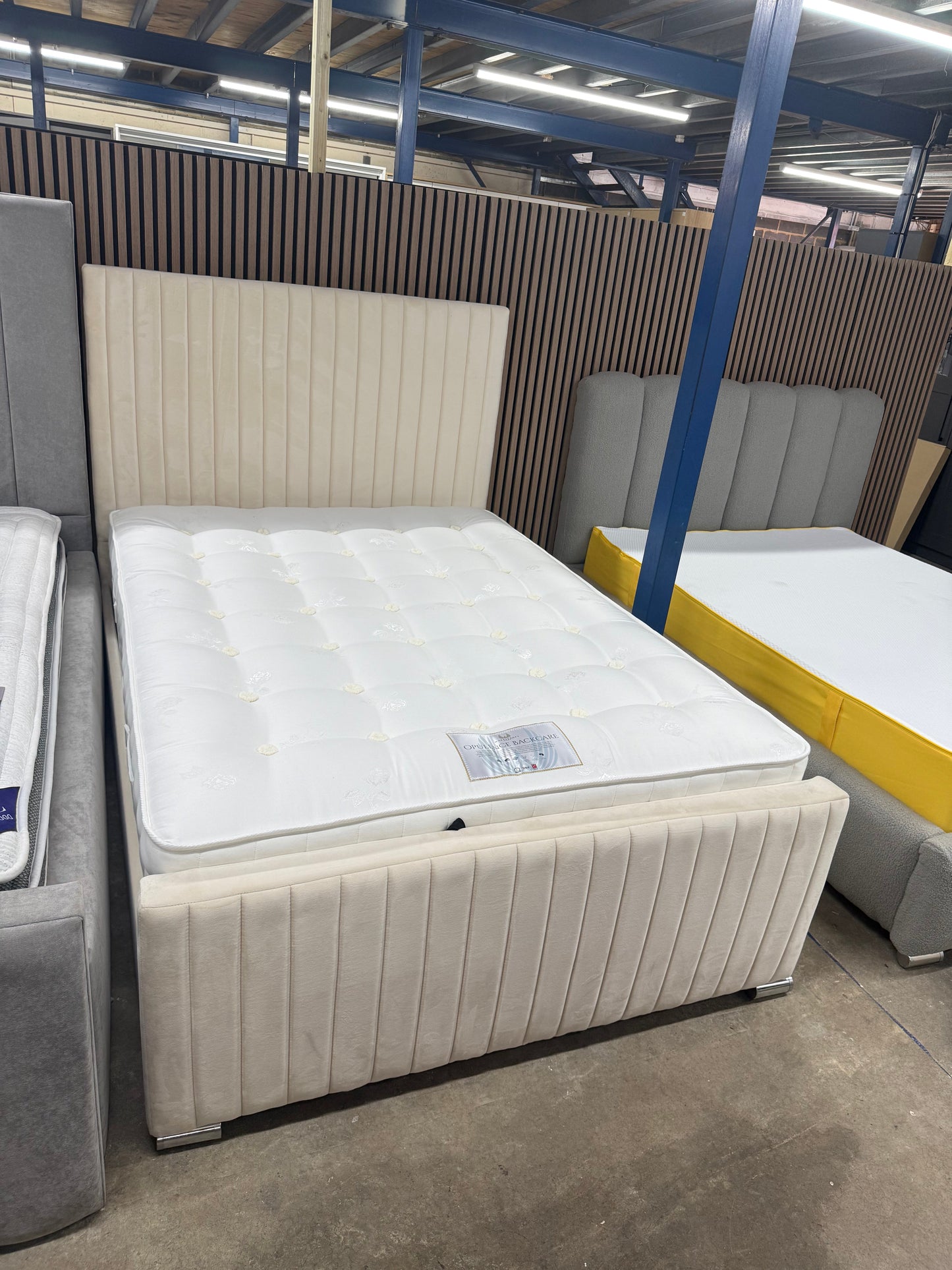 Maya Bed with Storage (Available in Plush Velvet Cream)