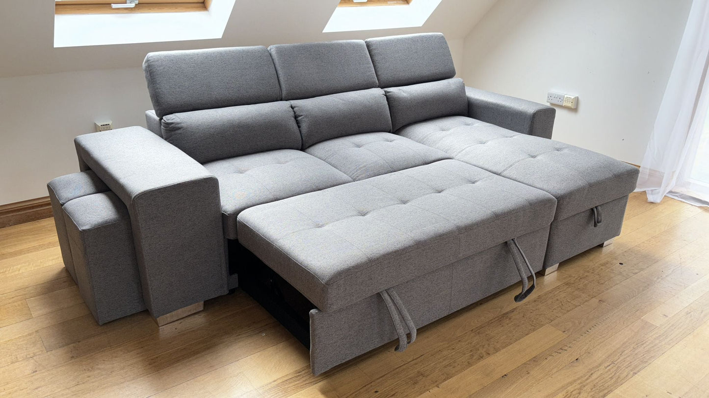 Ariana Corner Storage Sofa Bed with x2 Stools