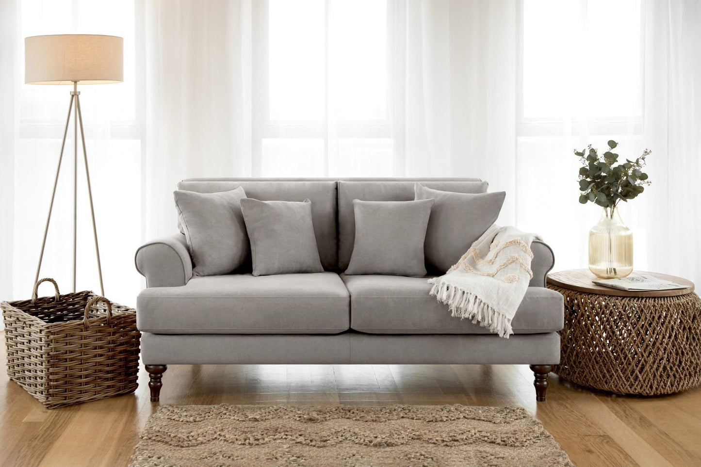Caprice Sofa 3 and 2 Seat Sofa Bundle Deal (Available in Linen Beige or Grey)
