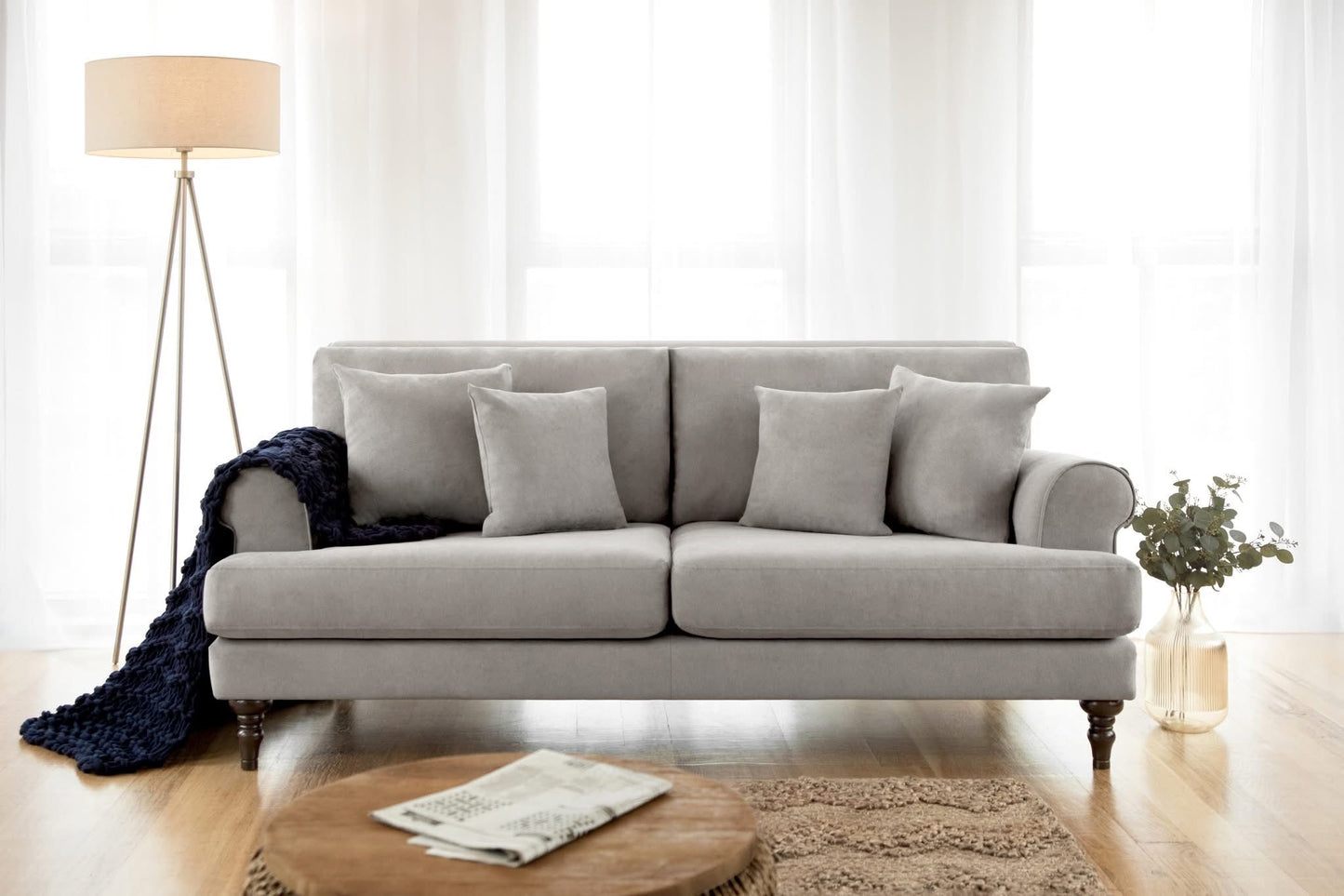 Caprice Sofa 3 and 2 Seat Sofa Bundle Deal (Available in Linen Beige or Grey)