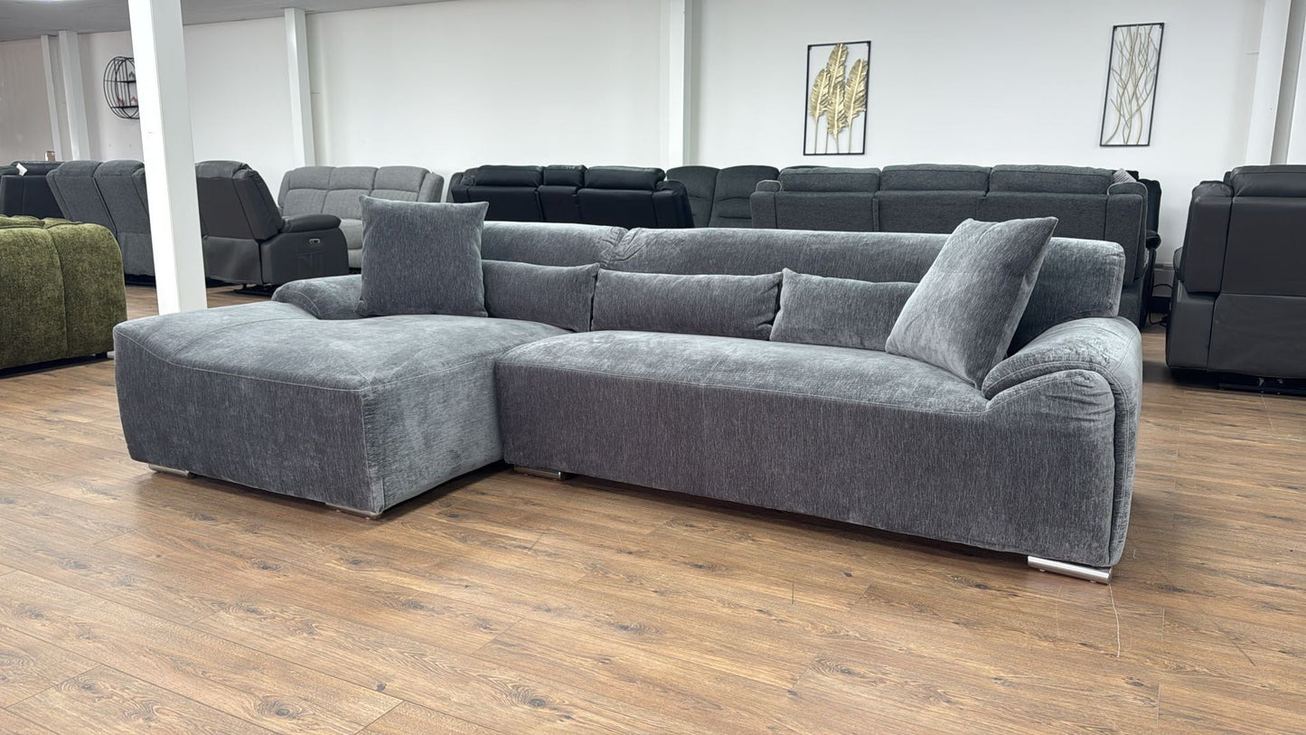 Madrid Corner Sofa (Available in Chenille Charcoal or Ivory)|
