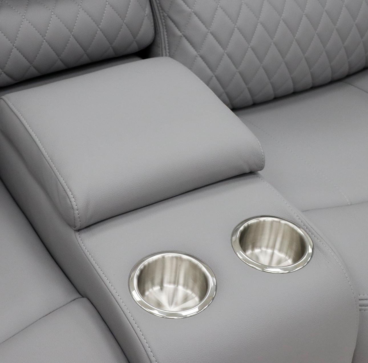 Pentagon Electric Recliner 3 and 2 Seat Sofa Bundle Deal (Available in Leather Grey or Black)