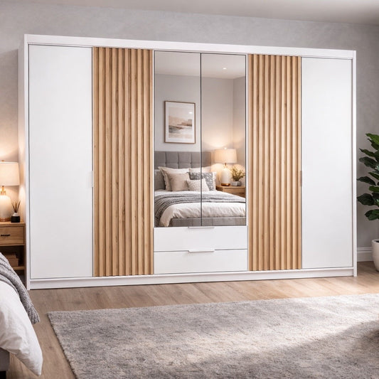 250cm Missouri Door Wardrobe with Drawers (Available in Artisan Oak or White/Oak)