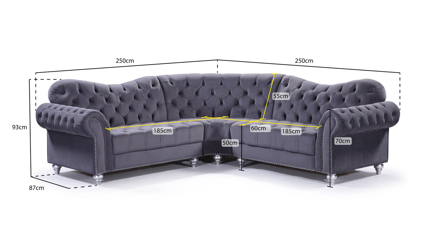 Calatrava Corner Sofa in Velvet Charcoal