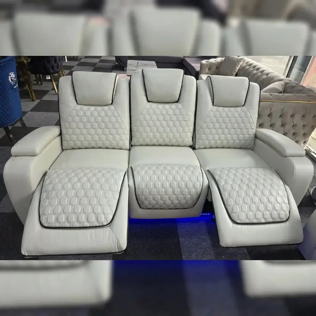 Malaga Leather Electric Recliner Sofa Set With Cupholders – 3+2 Seater Sofa Set