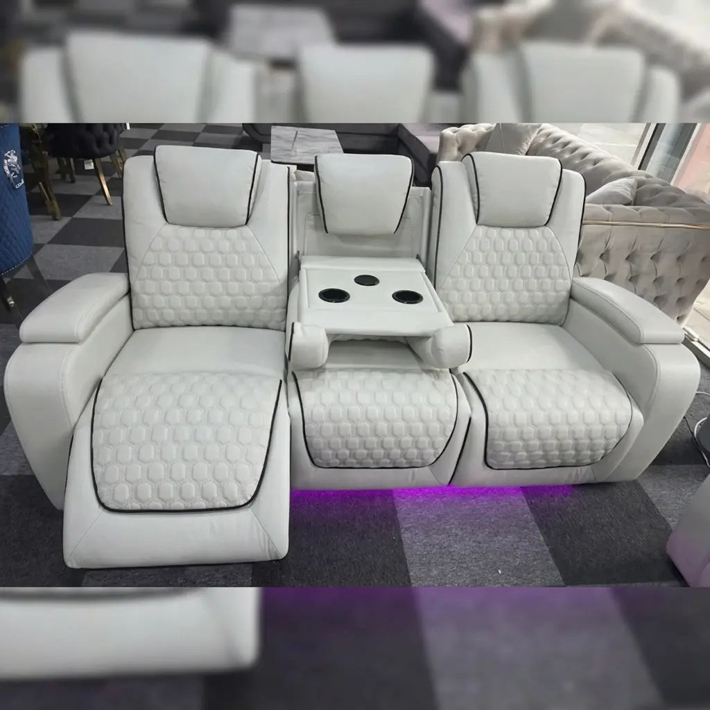 Malaga Leather Electric Recliner Sofa Set With Cupholders – 3+2 Seater Sofa Set