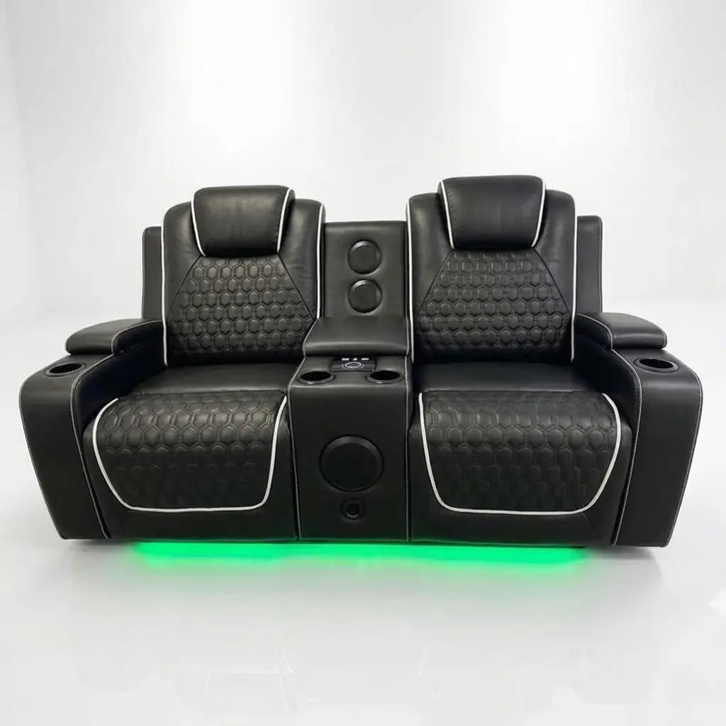 Malaga Leather Electric Recliner Sofa Set With Cupholders – 3+2 Seater Sofa Set
