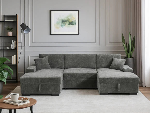 U Shape sofa bed With Cup holder