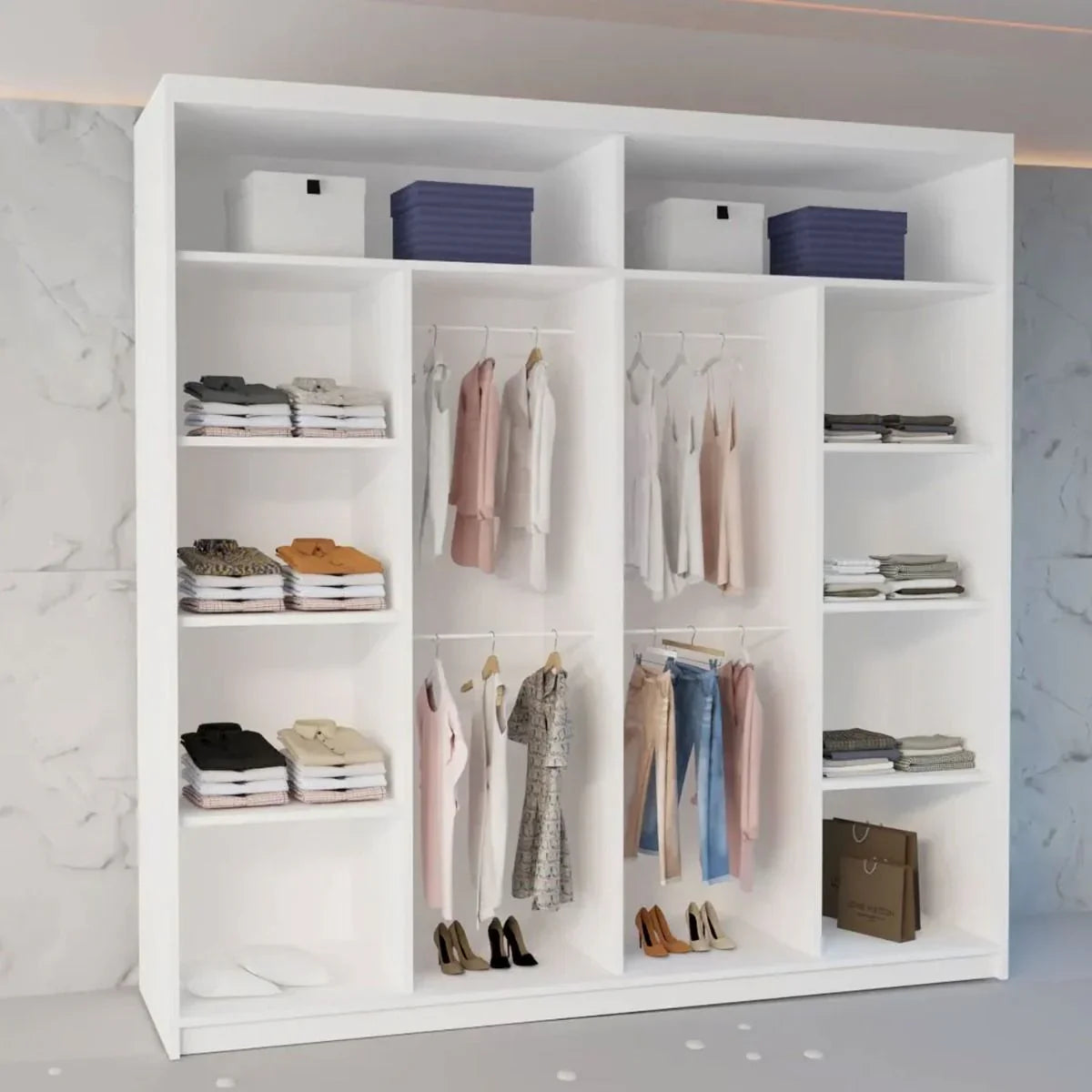 Round Mirror Sliding Door Wardrobe