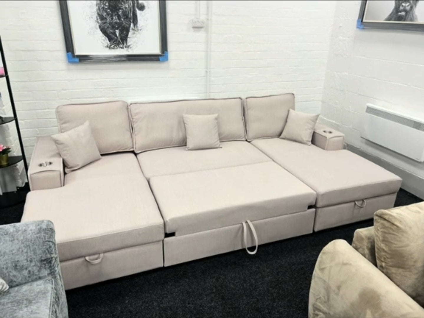 U Shape sofa bed With Cup holder