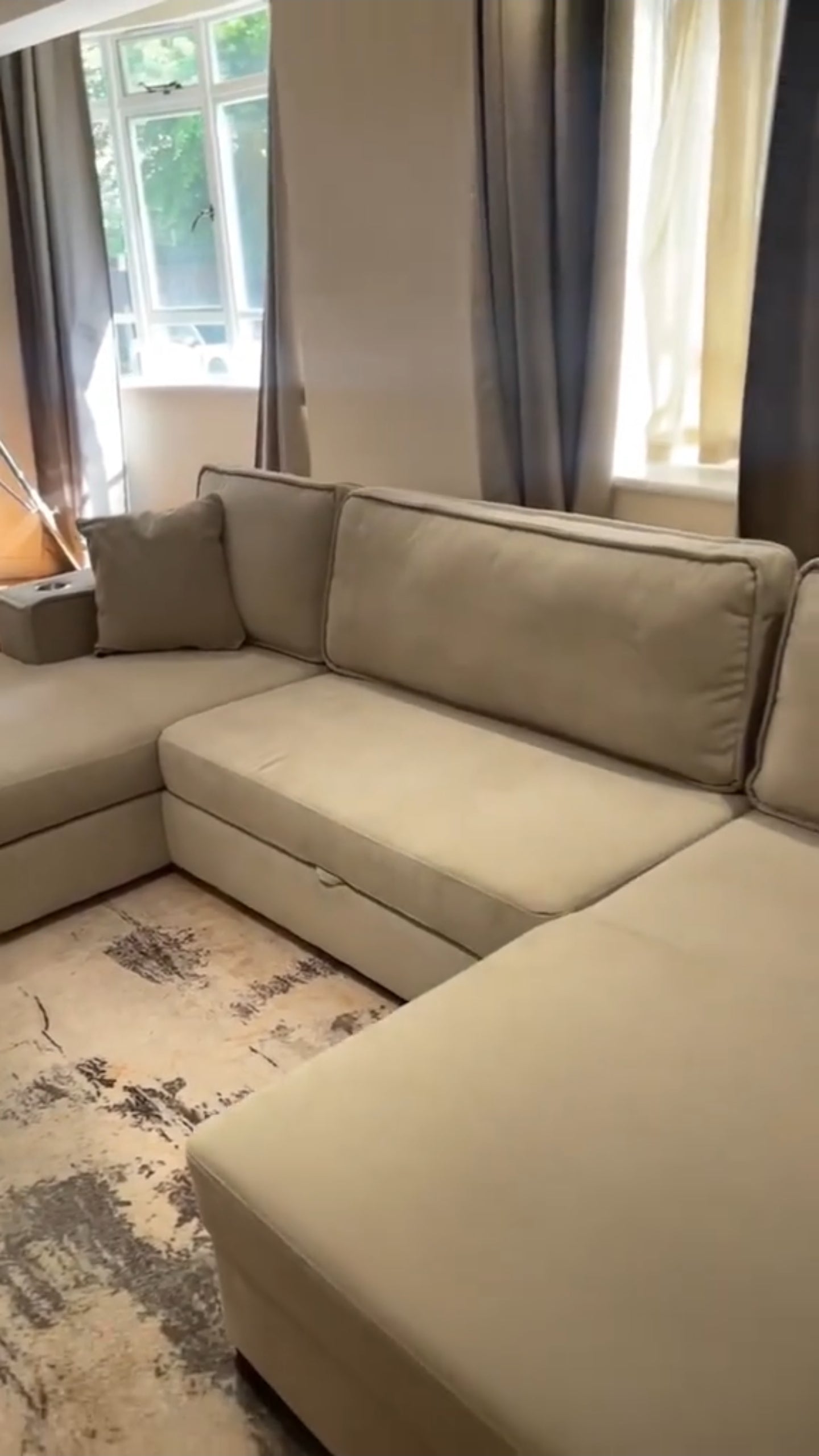 U Shape sofa bed With Cup holder