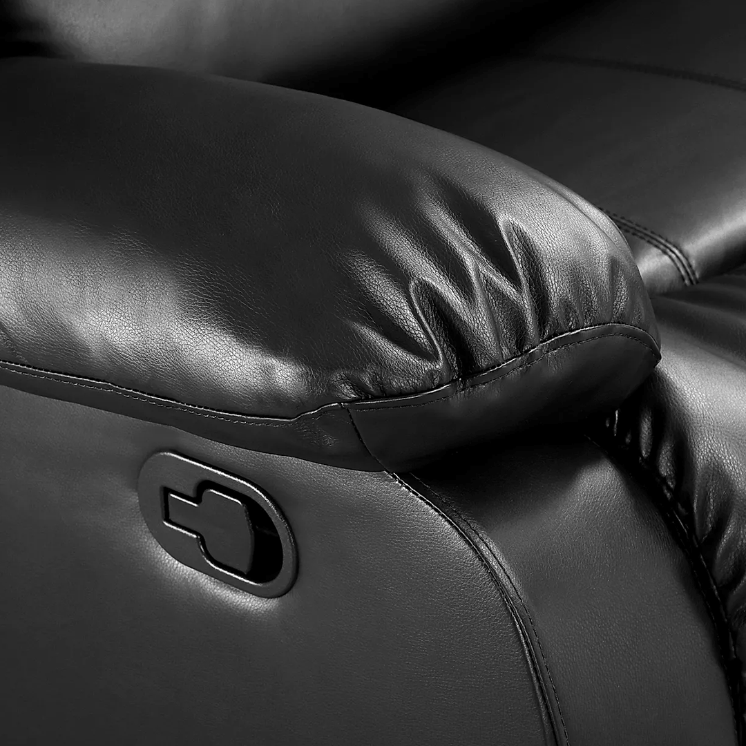 Roma Leather Recliner Corner Sofa (Black/Grey/Brown)