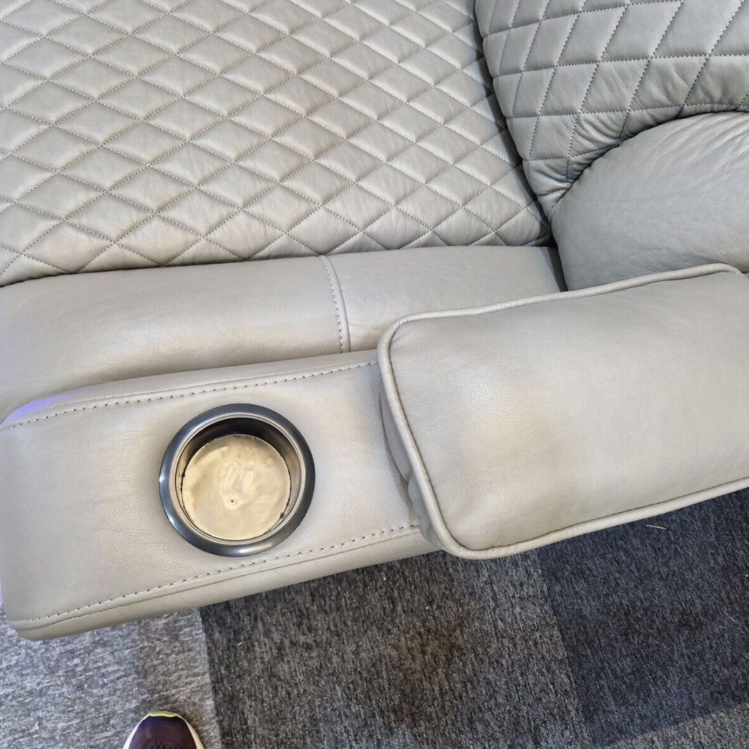 Orlando Electric Recliners 3+2 Seater Leather Sofa (Black, Grey) /LED LIGHTS/WIRELESS CHARGER