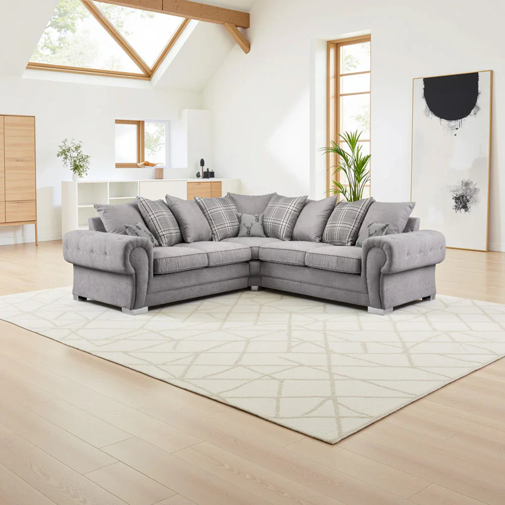 Modern Verona Chester Fields 5 Seater Luxurious Fabric Sofa