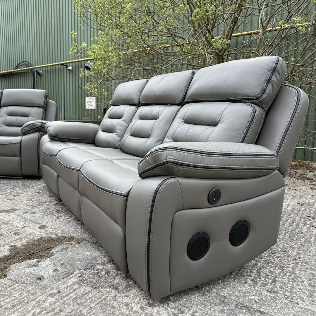 Hafsa Music Leather Electric Recliners 3+2 Seater Sofa (Black, Grey,Brown) Blutooth Speakers/LED LIGHTS/WIRELESS CHARGER