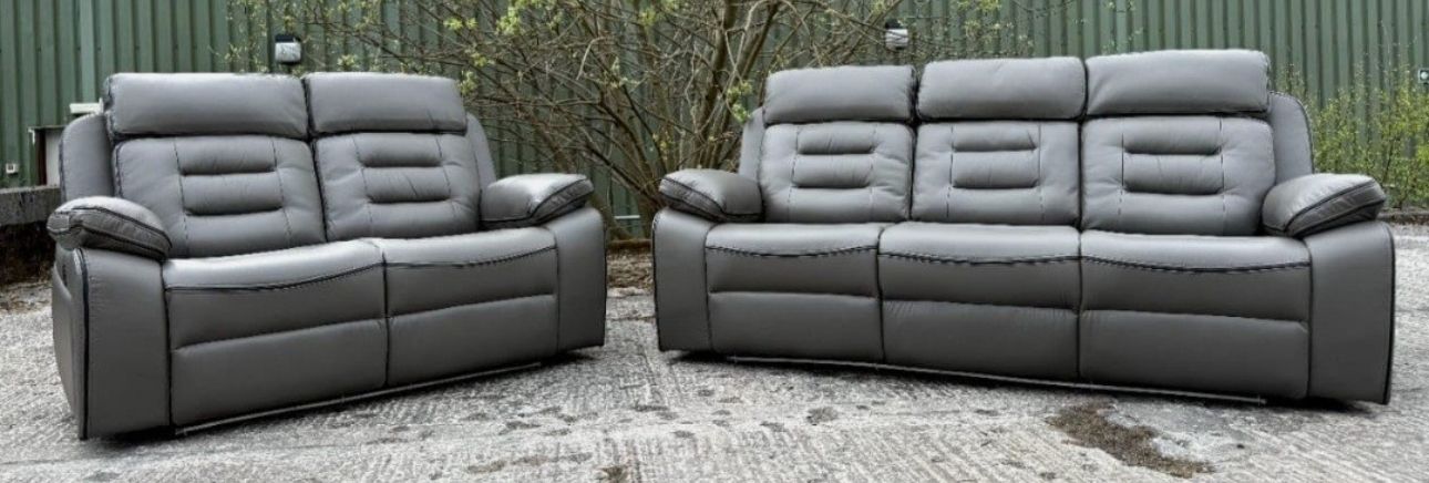Hafsa Music Leather Electric Recliners 3+2 Seater Sofa (Black, Grey,Brown) Blutooth Speakers/LED LIGHTS/WIRELESS CHARGER