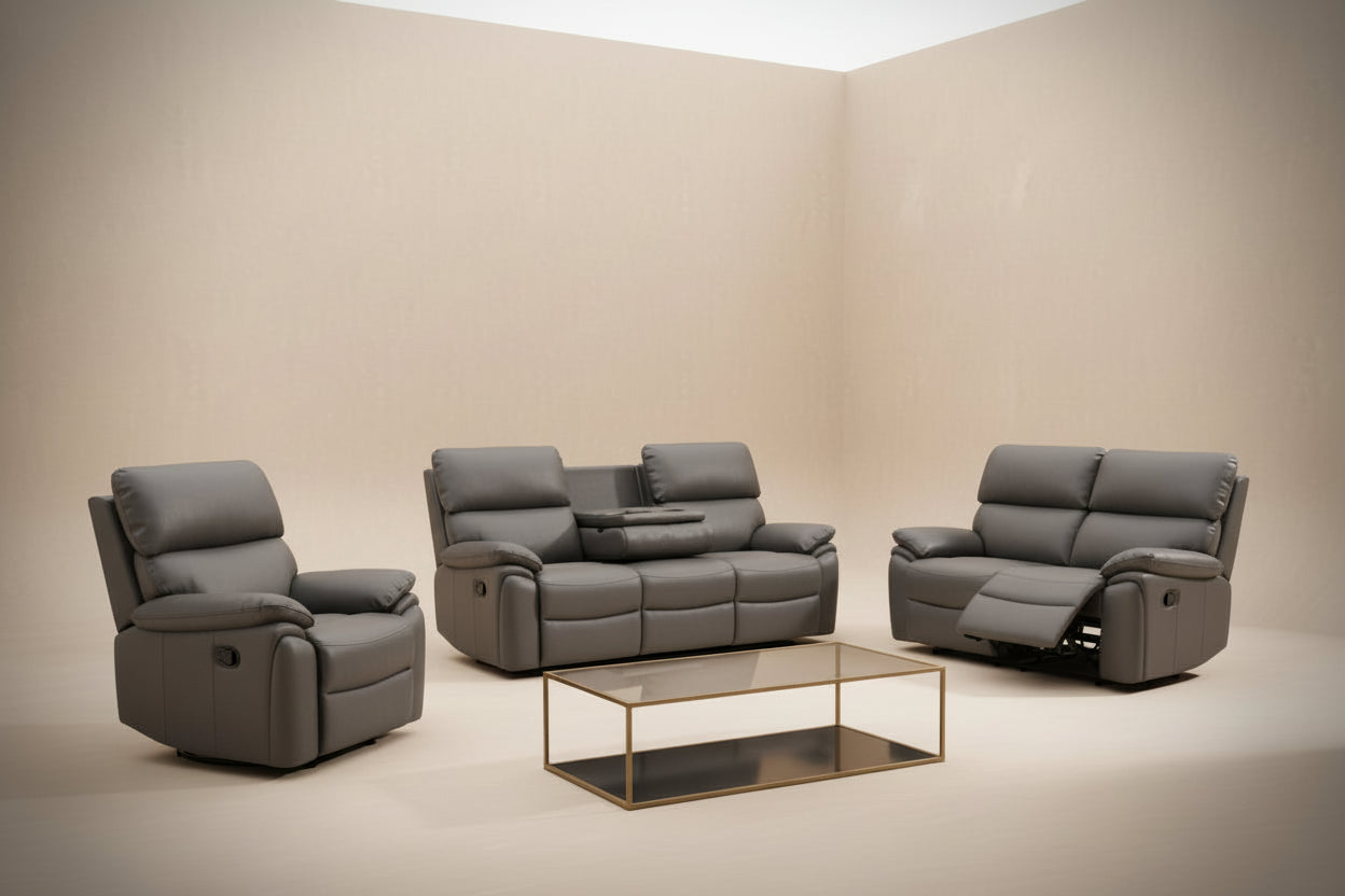 Valencia Leather 3+2 Recliner with cupholders and bluetooth speaker system