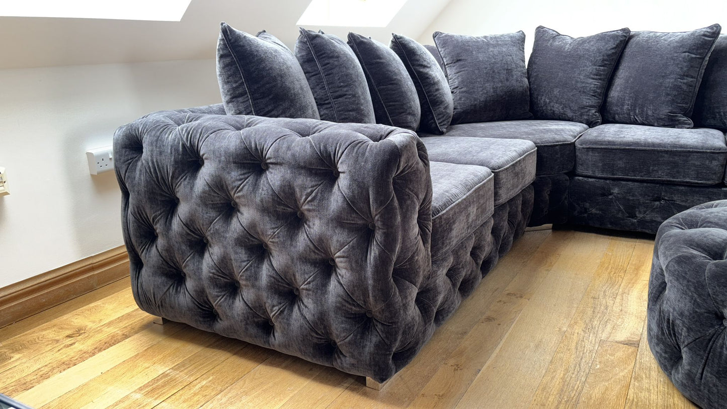 Chelsea Corner Sofa in Velvet Charcoal