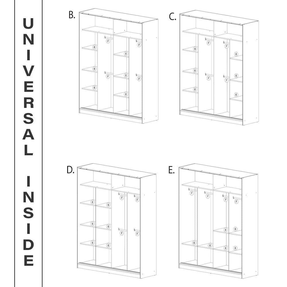 Round Mirror Sliding Door Wardrobe