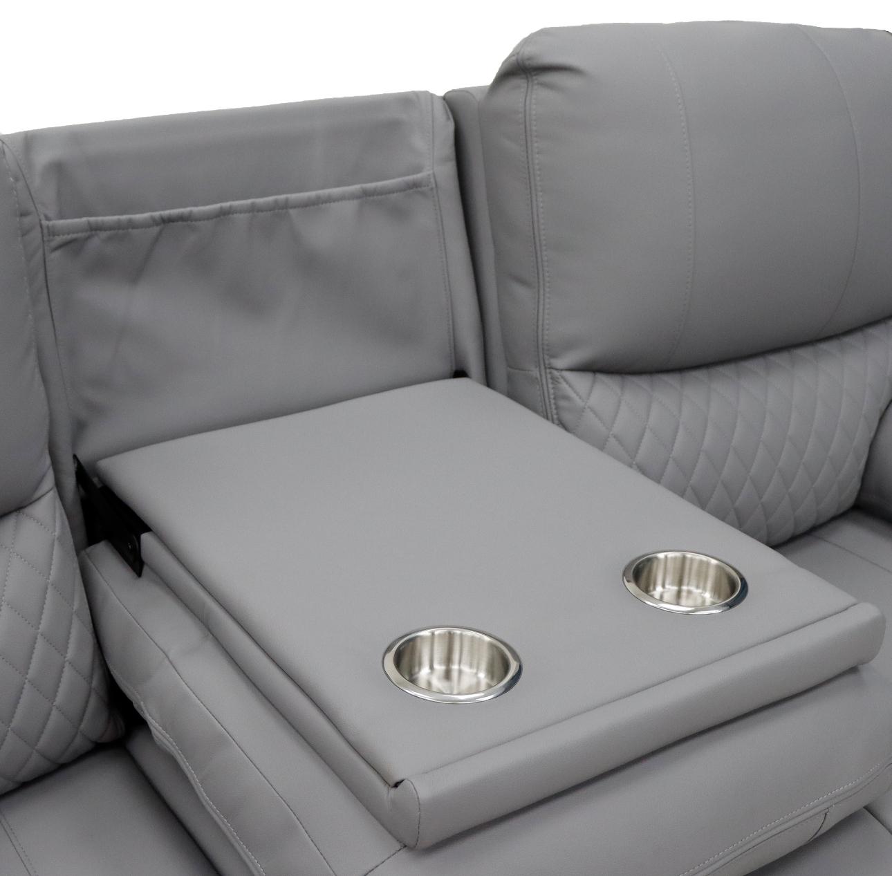 Pentagon 3 Seat Electric Recliner Sofa (Available in Leather Grey or Black)