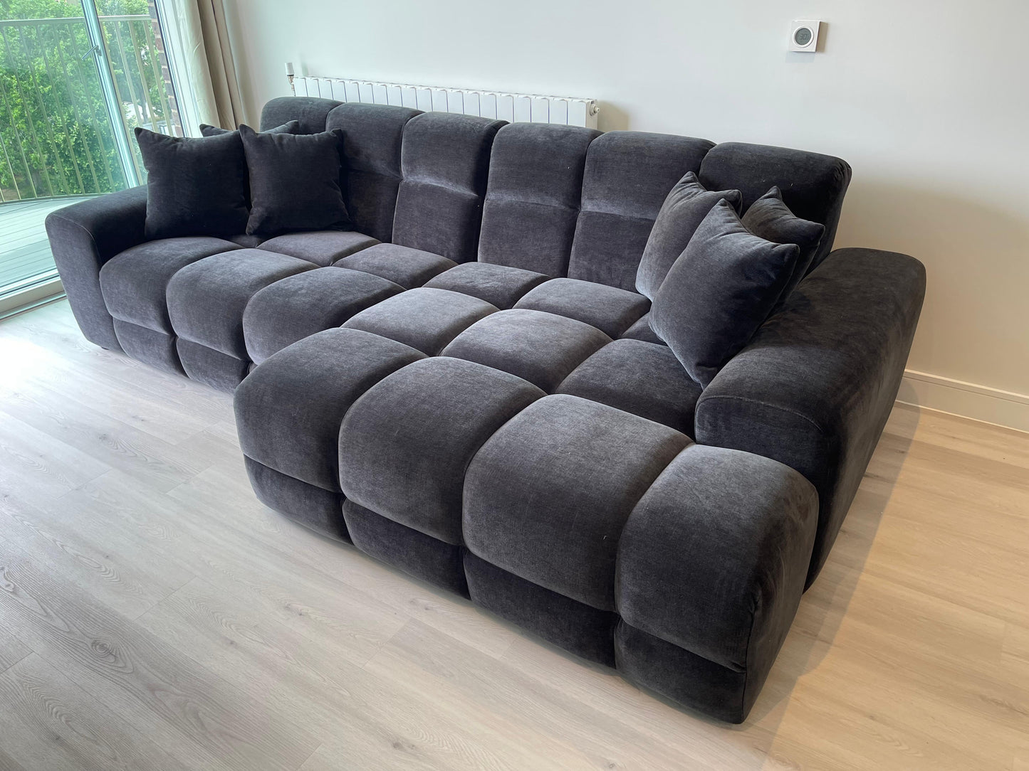 Dubai Chaise Corner (Available in Aston Linen Charcoal or Natural)