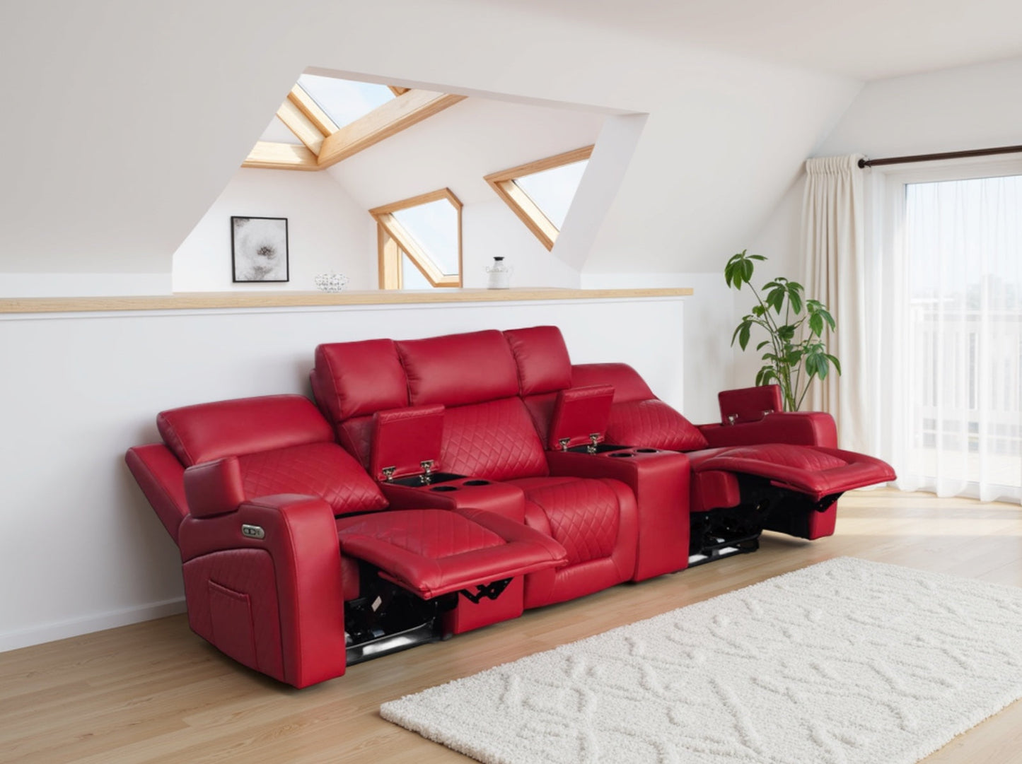 Napoli 3 Seat Electric Recliner Cinema Sofa (Available in Leather Black, Grey or Red)