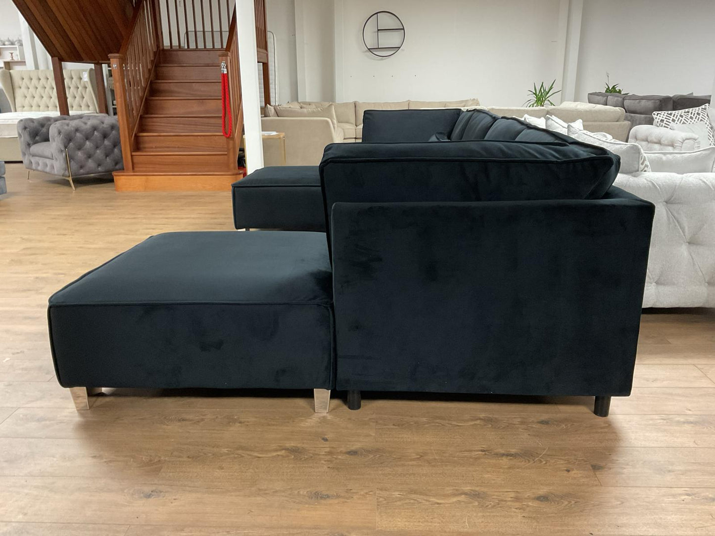Belgravia U-Shape Sofa (Available in Plush Velvet Black, Cream or Grey)