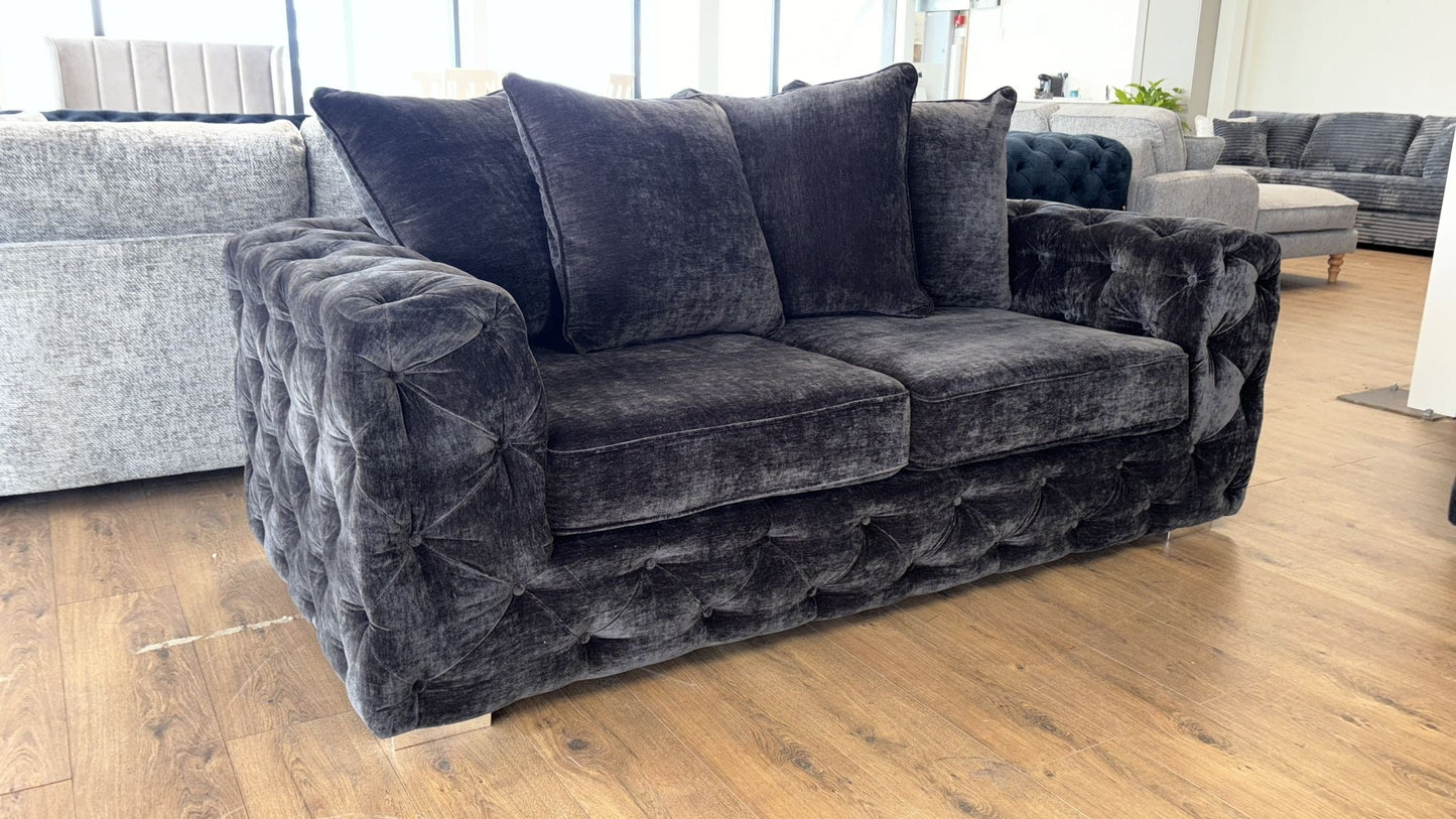 Chelsea 3 and 2 Seat Sofa Bundle Deal in Velvet Charcoal