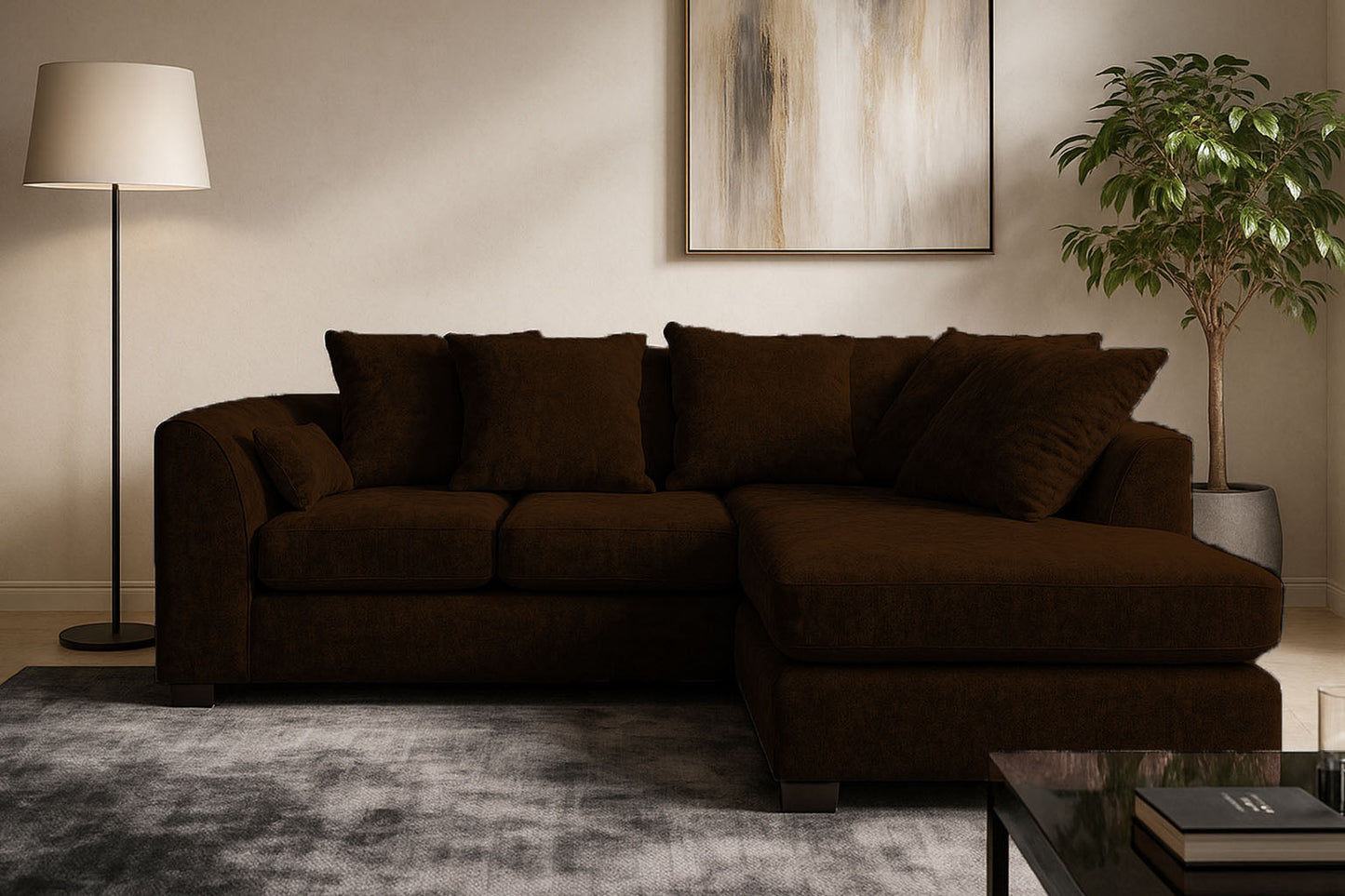 Dylan Chenille Fabric Corner Sofa Left or Right Facing L-Shaped Sofa