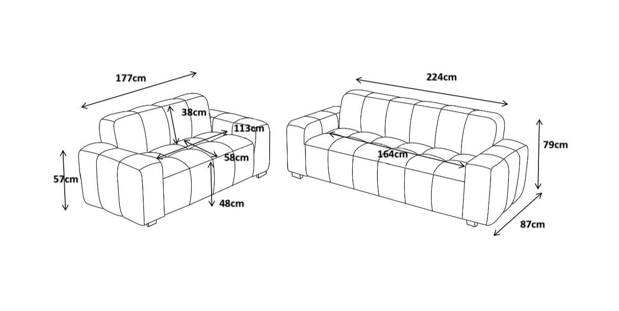Monaco Cloud 2 Seat Sofa (Available in Beige, Grey or Olive)