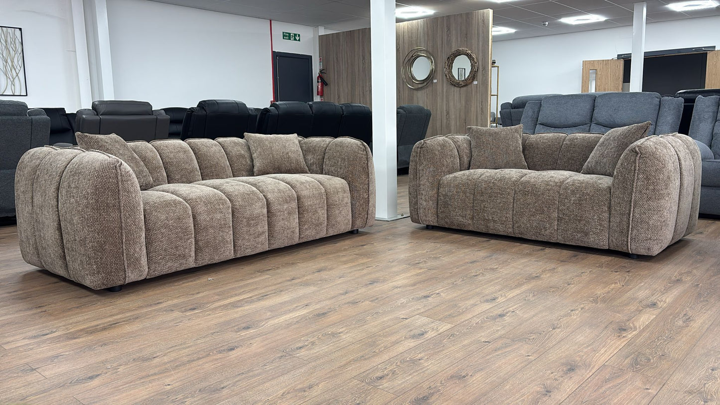 Veneto 3 Seat and 2 Seat Sofa Bundle Deal (Available in Chenille Olive, Beige, Grey or Brown)