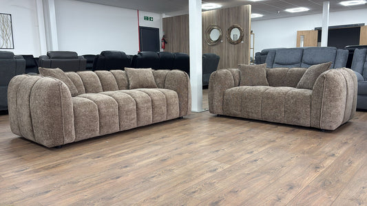 Veneto 3 Seat and 2 Seat Sofa Bundle Deal (Available in Chenille Olive, Beige, Grey or Brown)
