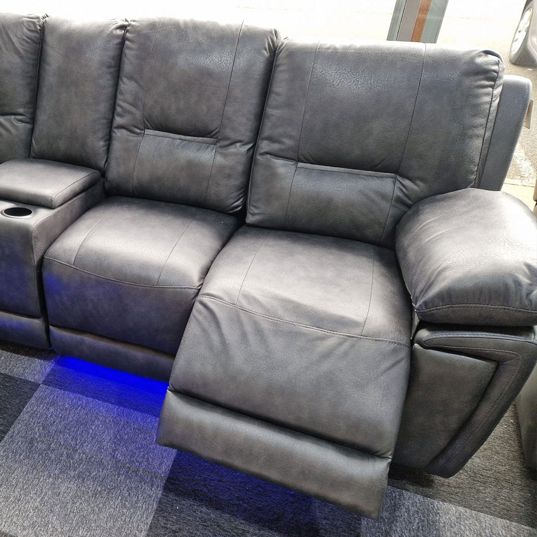 Sara Leather Electric Recliner Corner Sofa Grey