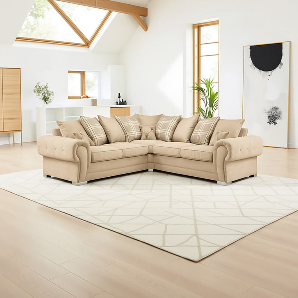 Modern Verona Chester Fields 5 Seater Luxurious Fabric Sofa