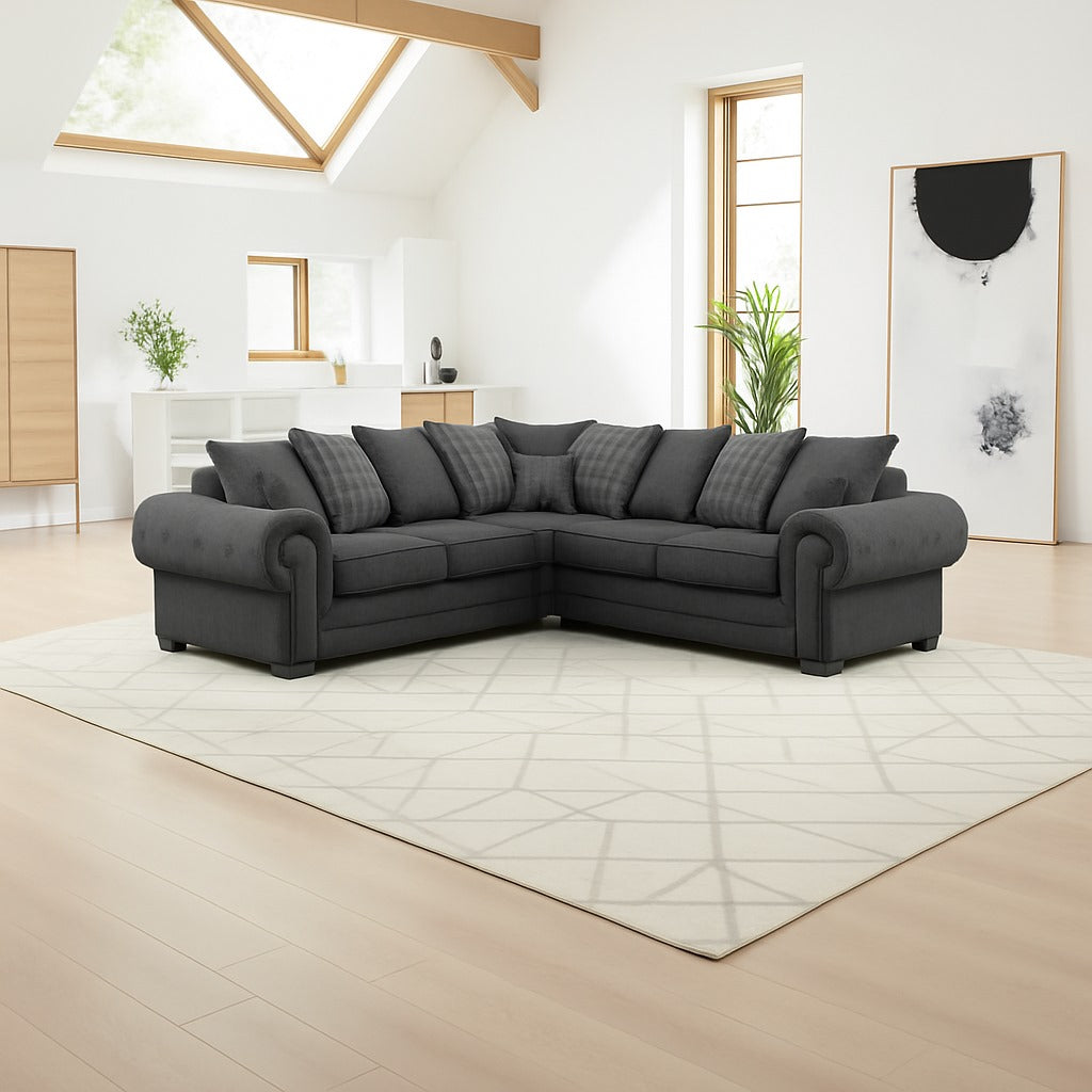 Modern Verona Chester Fields 5 Seater Luxurious Fabric Sofa